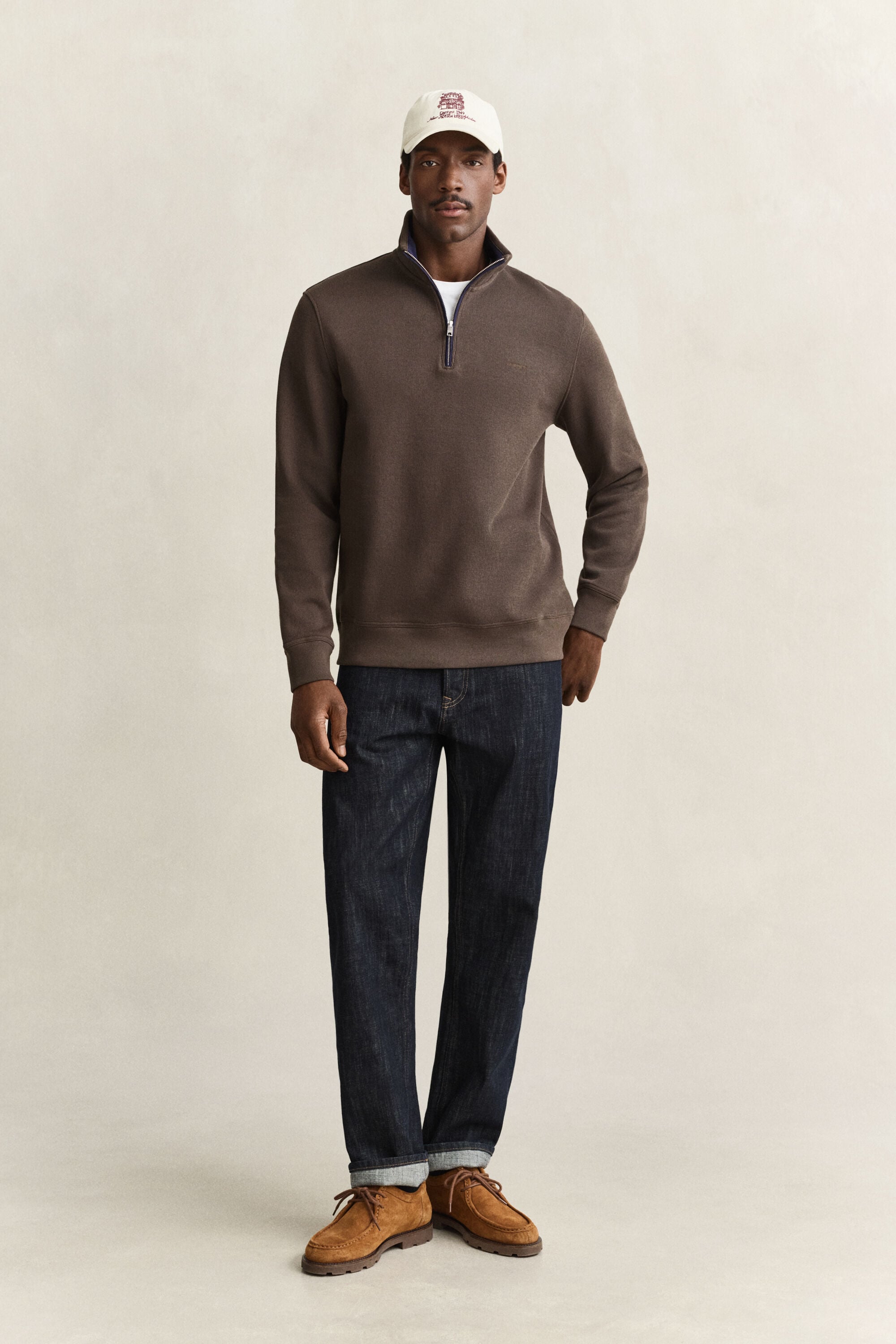 Sacker Rib sweatshirt met korte rits