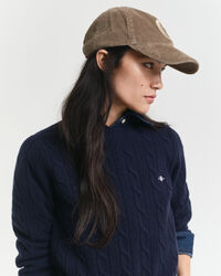 Lamswollen kabeltrui met ronde hals