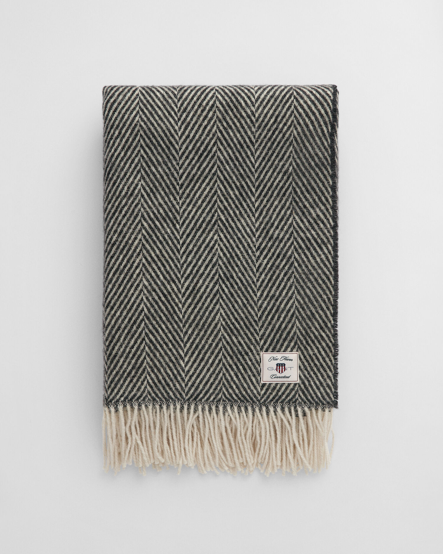 Jeté de lit en laine à chevrons