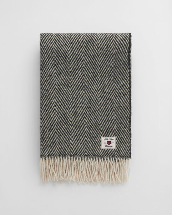 Jeté de lit en laine à chevrons