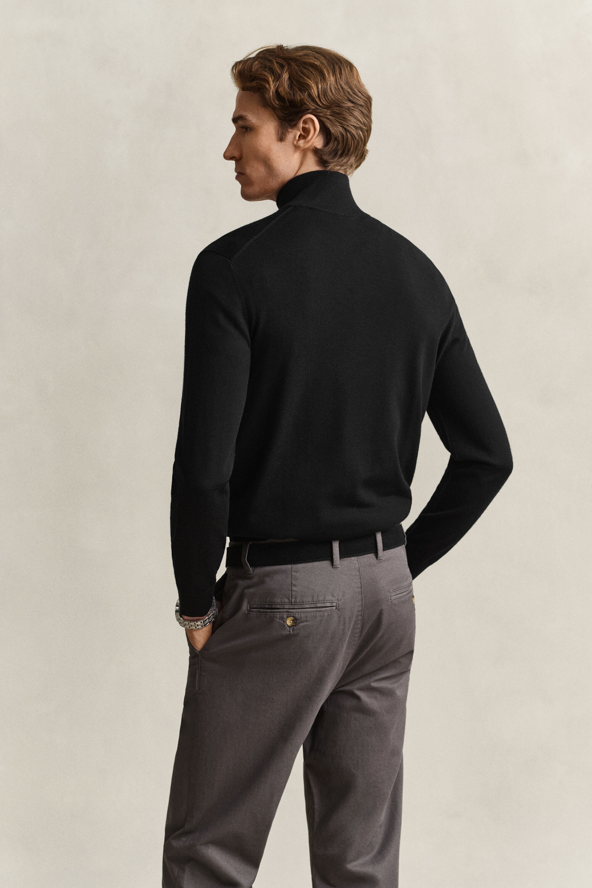 Pull à demi-zip en laine mérinos