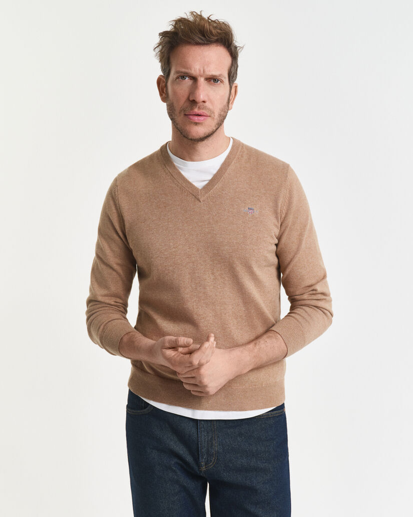 Pull col V en coton classique