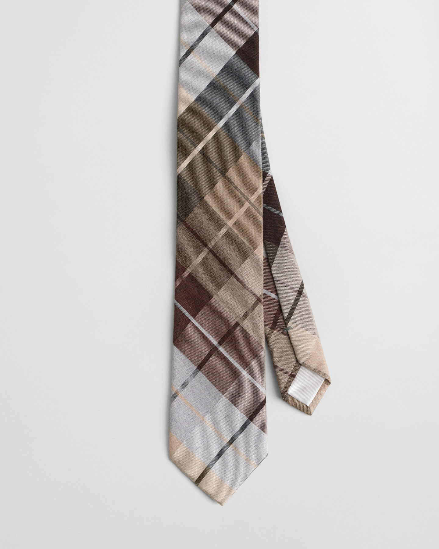 Cravate en coton et soie à carreaux