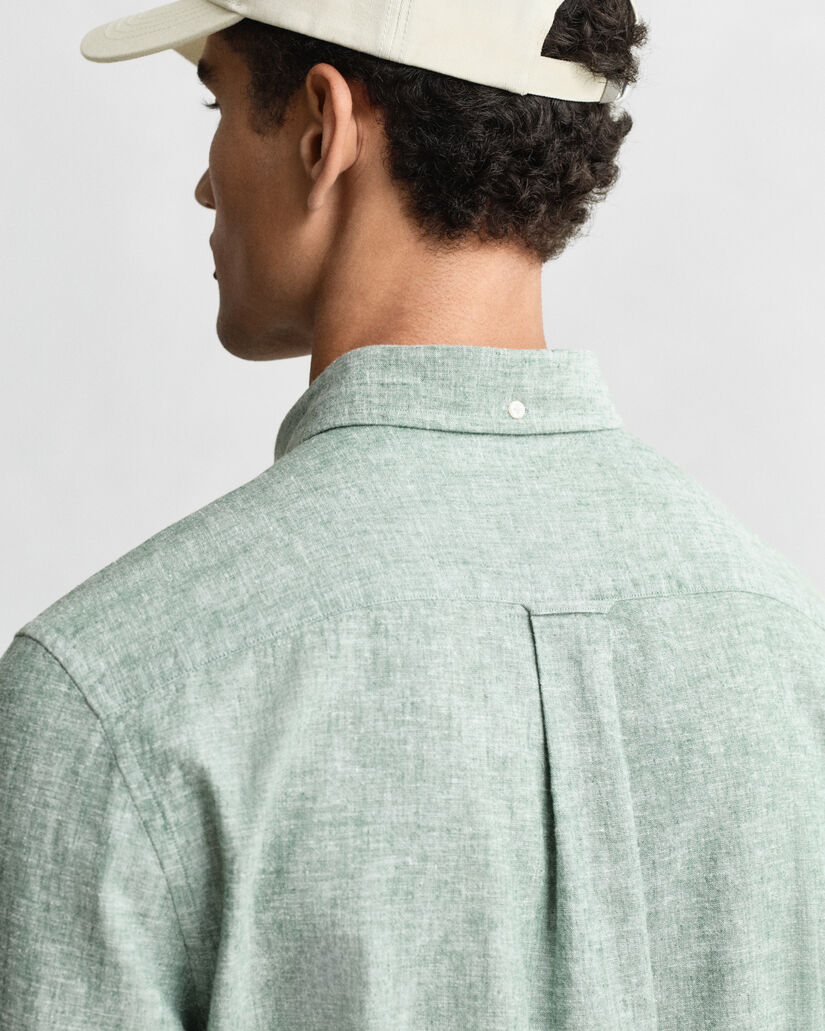 Regular Fit hemd van katoen en linnen
