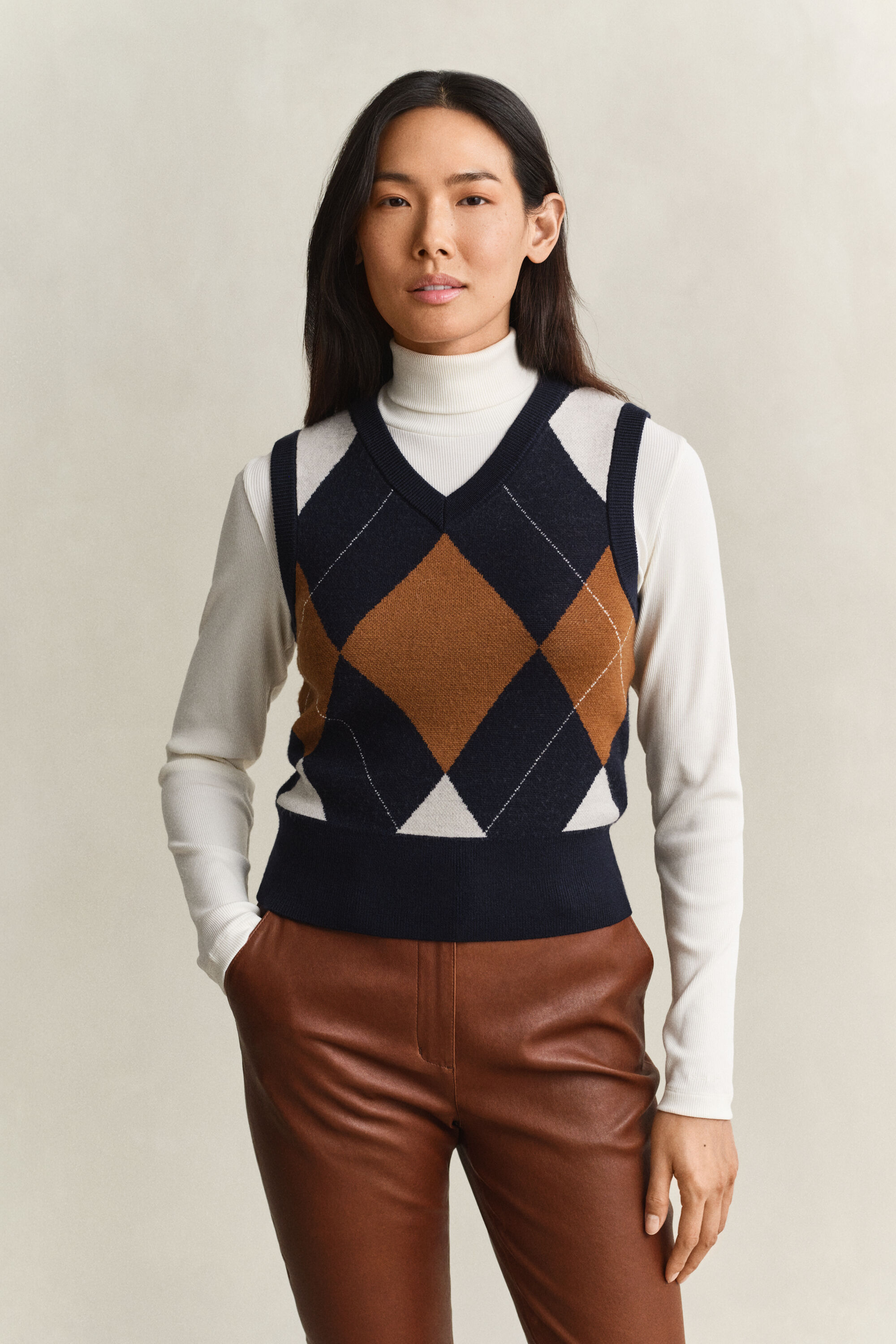 Gebreide wollen spencer met Argyle-patroon