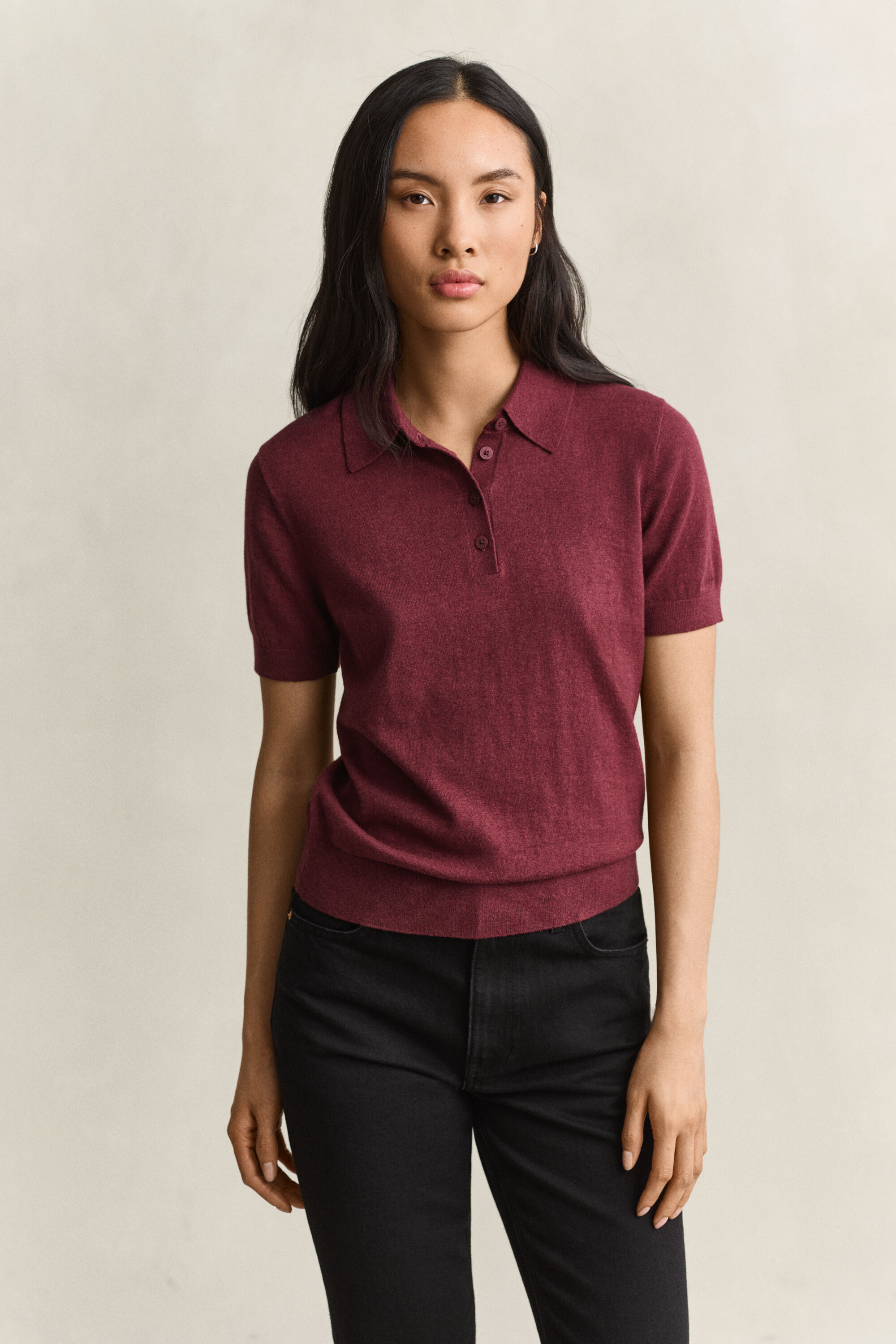 Pull léger façon polo en maille