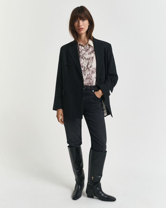 Chemise coupe regular en voile de coton à imprimé arbres