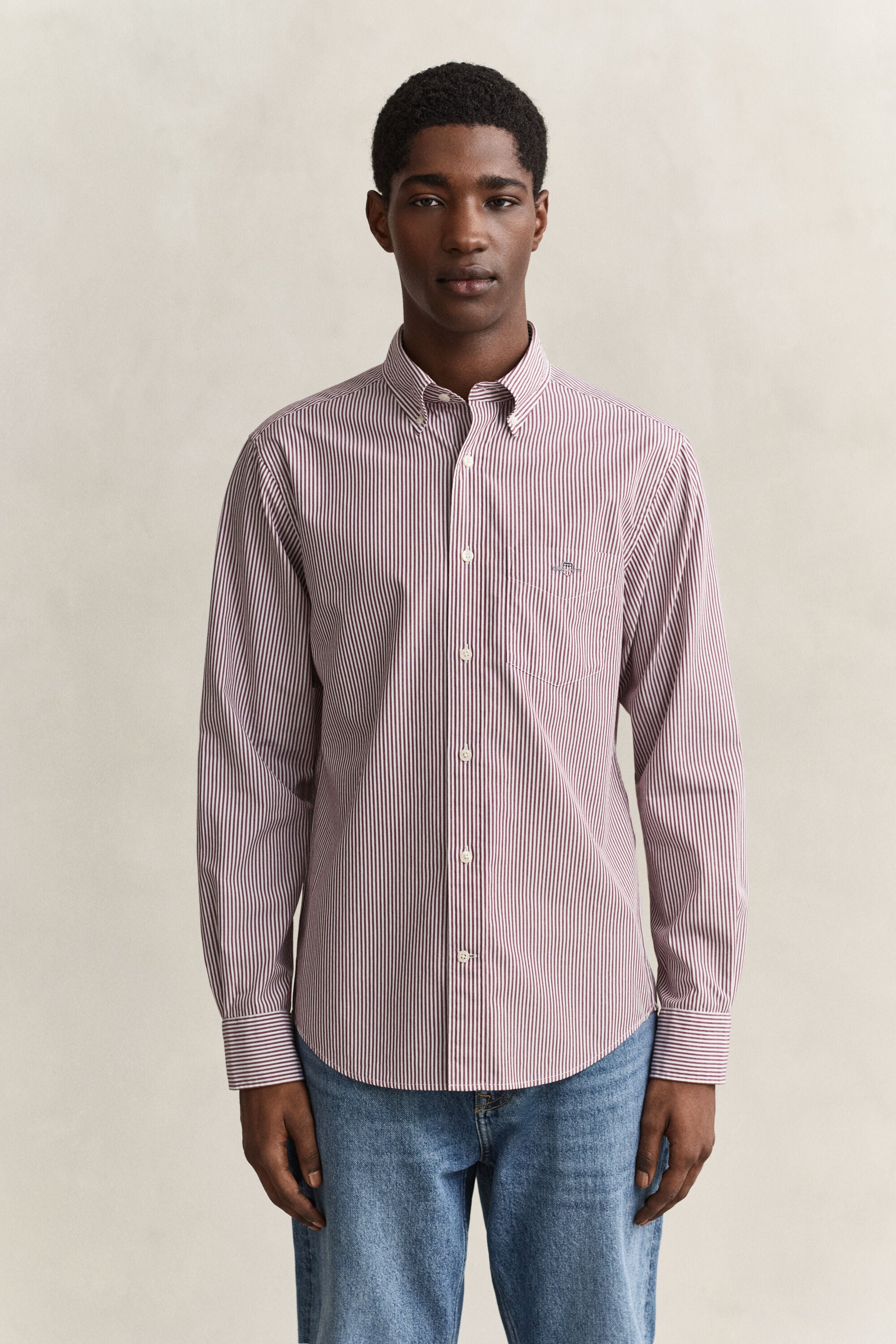 Classic Regular gestreept poplin hemd