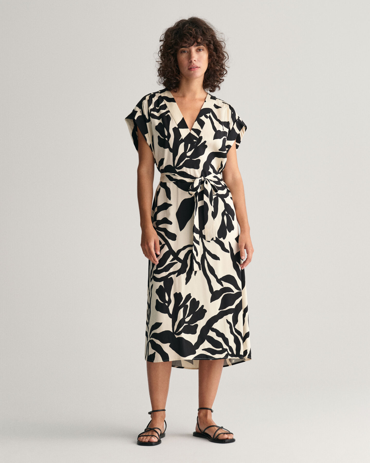 Palm Print jurk met korte mouwen