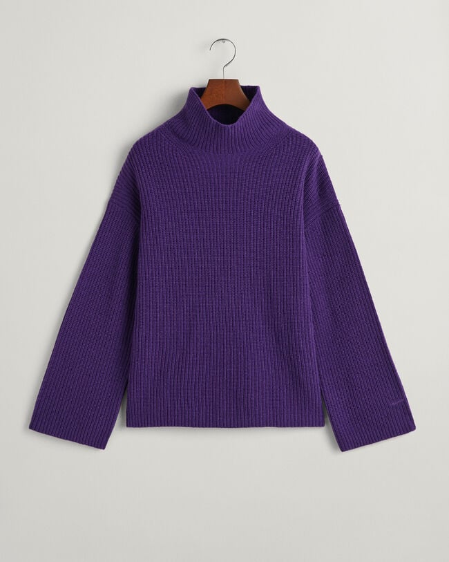 Sweater met opstaande kraag van geribde wol