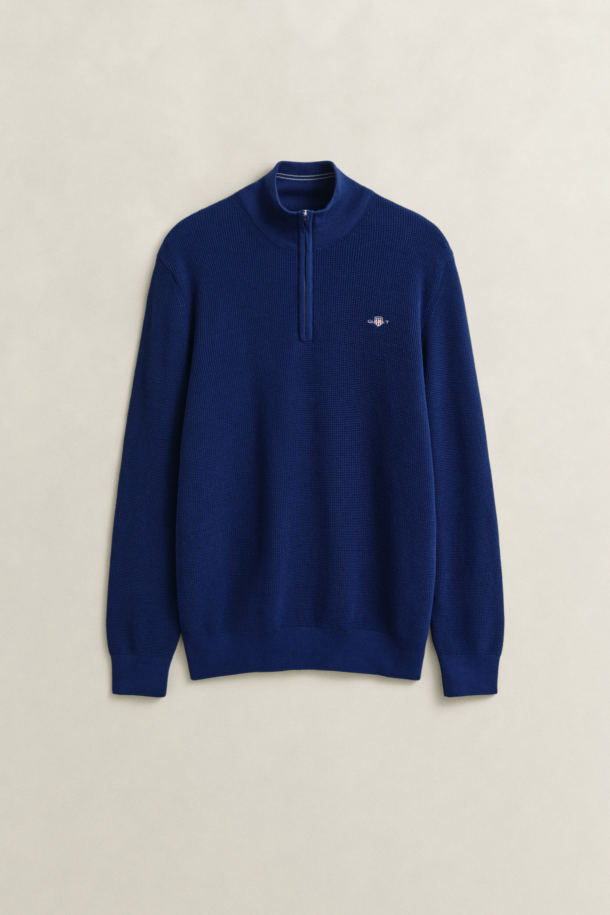 Pull à demi-zip en coton texturé