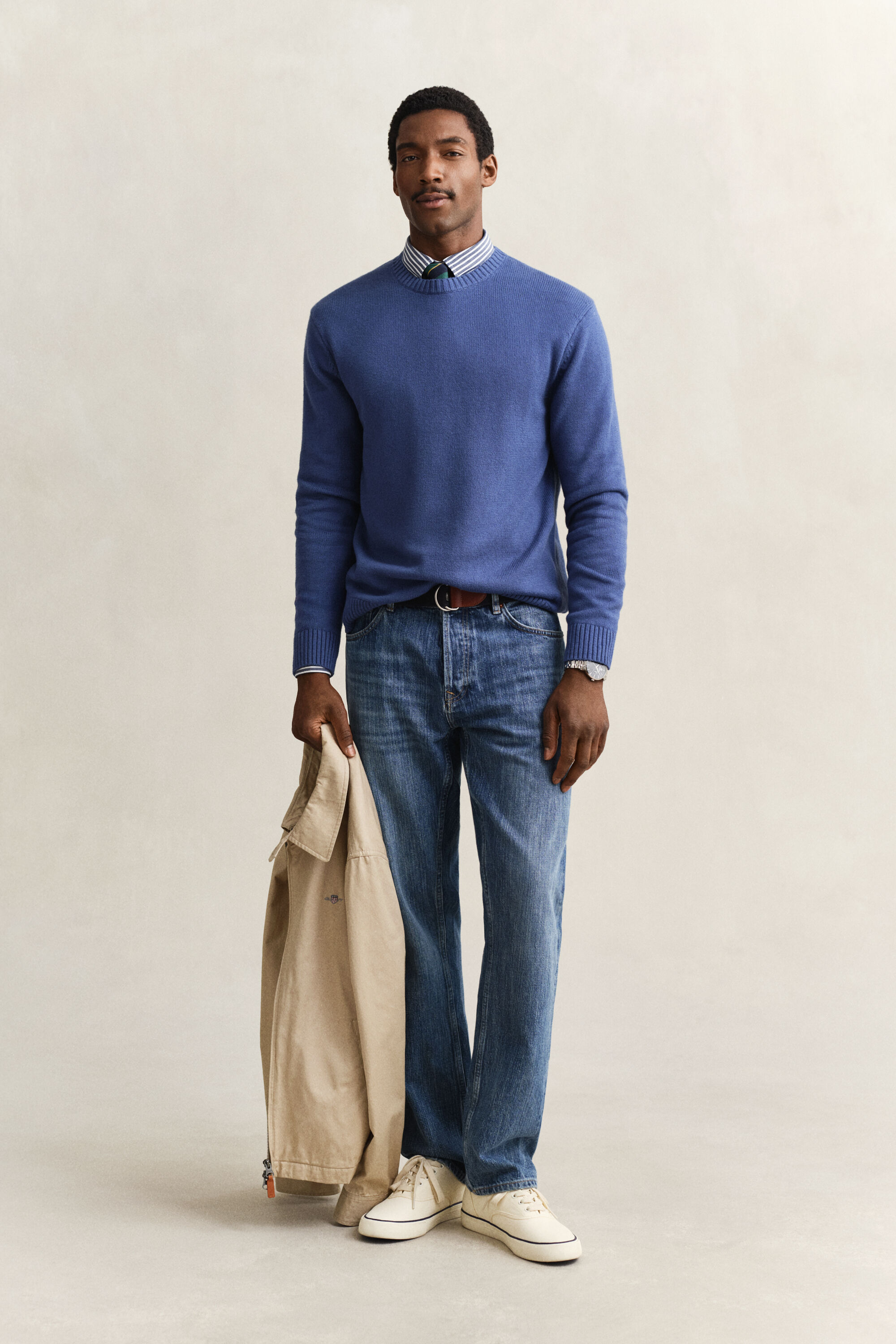 Pull col rond en coton mélangé