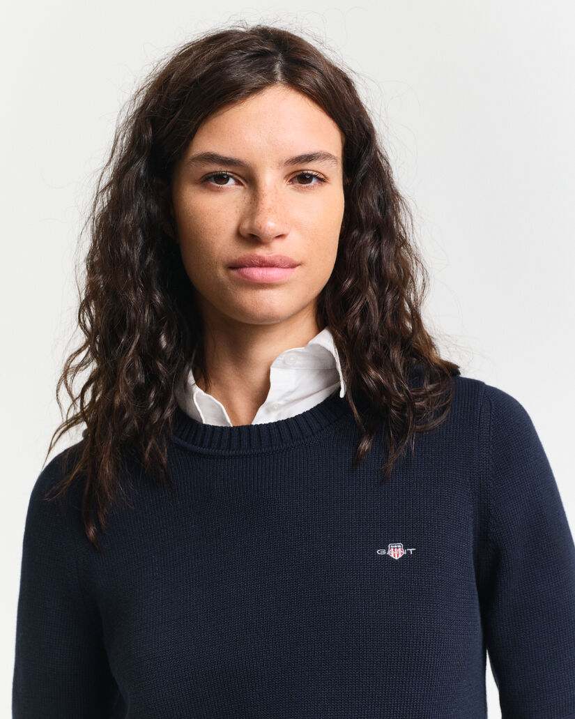 Klassieke katoenen trui met ronde hals