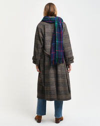 Trench-coat en laine à carreaux