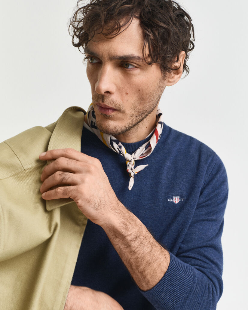 Pull col rond en coton classique