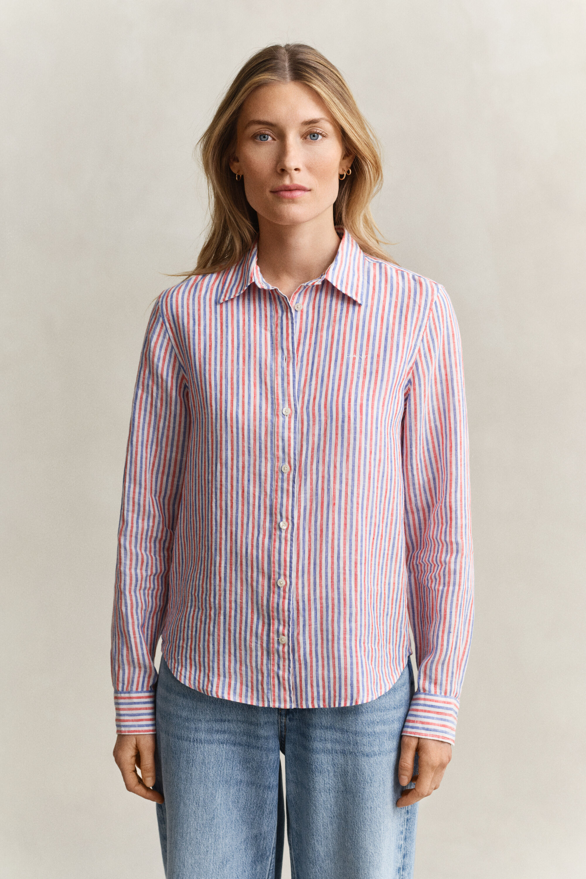 Chemise regular fit en lin à rayures