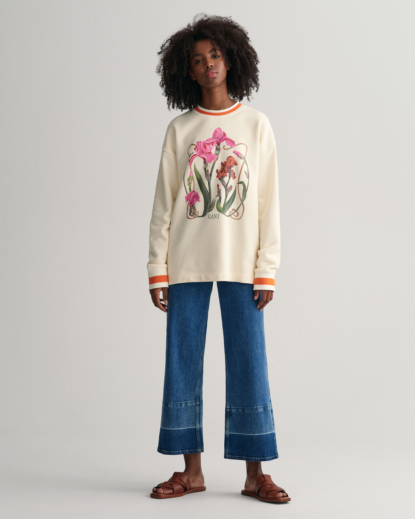 Iris-print sweatshirt met ronde hals