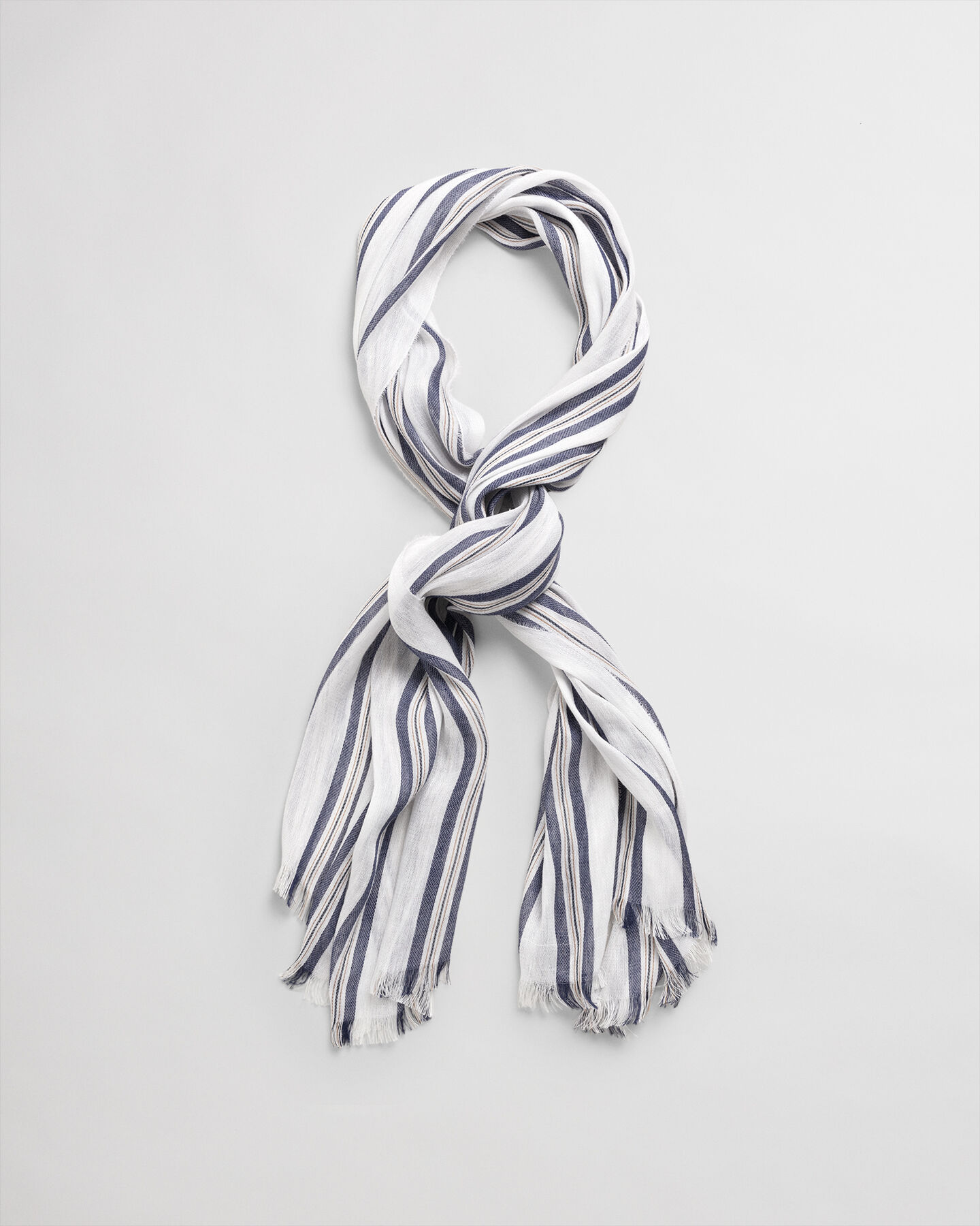 Foulard en coton et lin à rayures