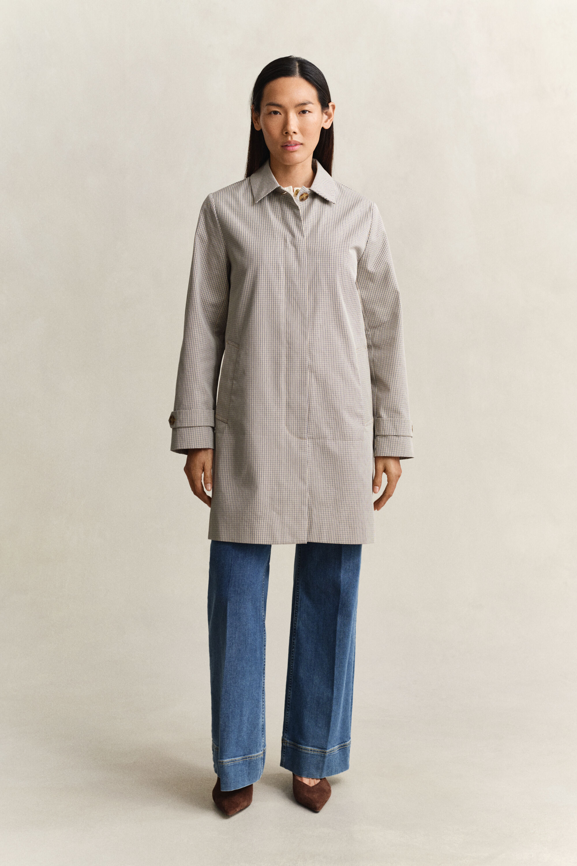 Geruite car coat
