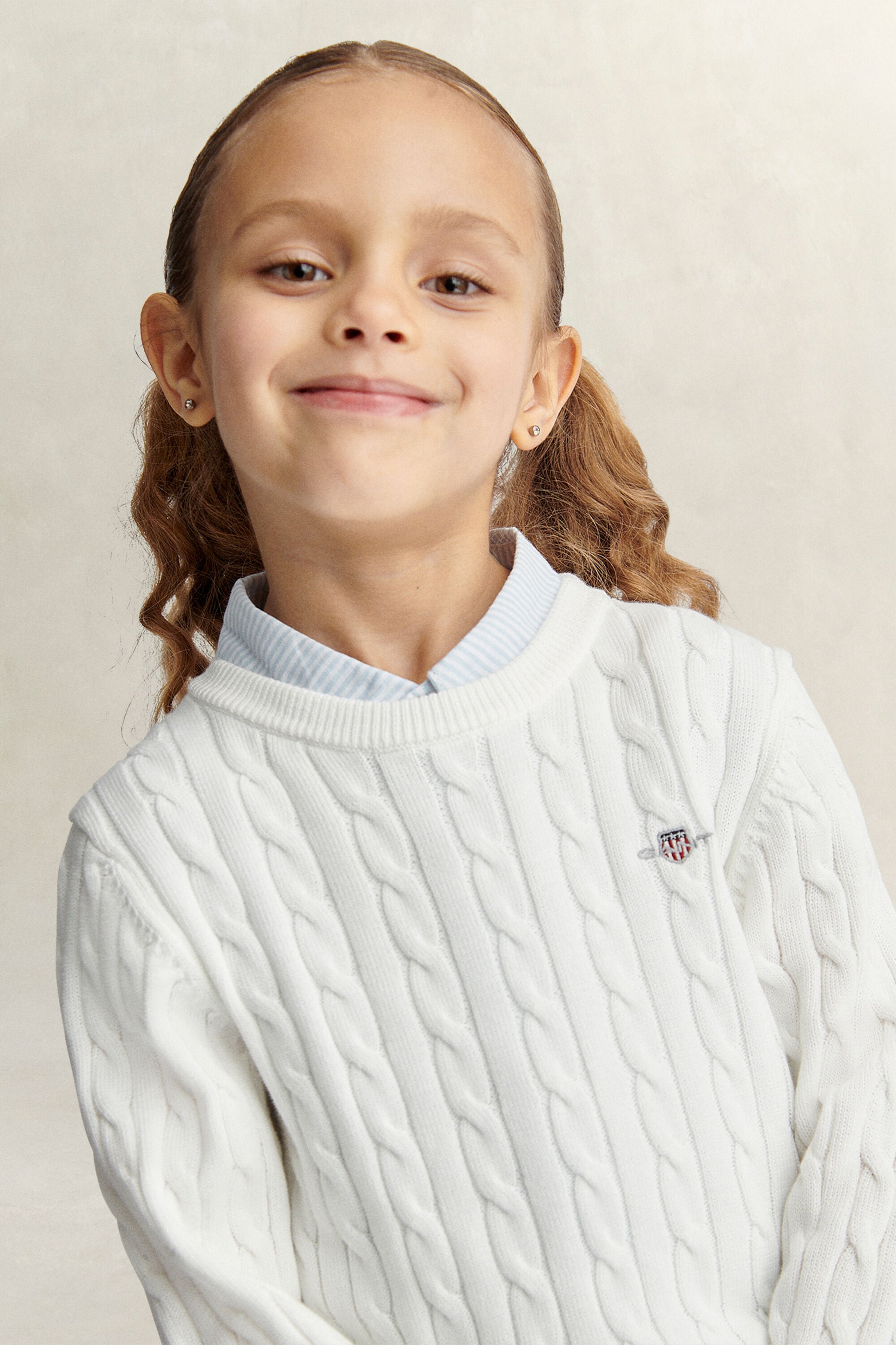 Pull en maille torsadée Shield Fille