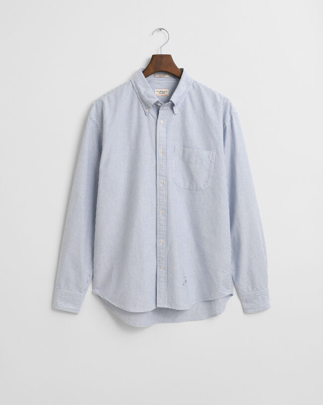 Chemise coupe décontractée US en coton Oxford à rayures Banker