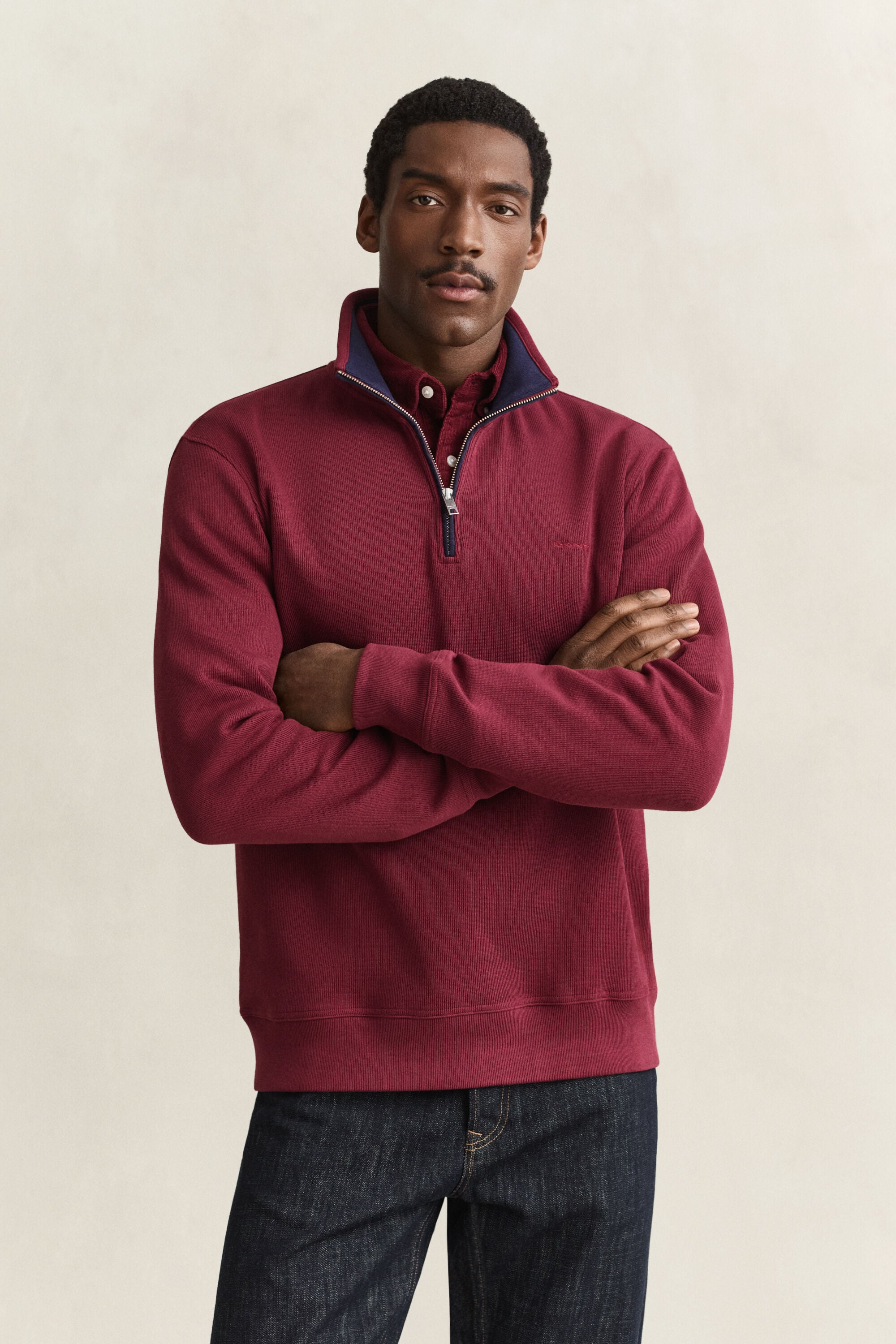 Sacker Rib sweatshirt met korte rits