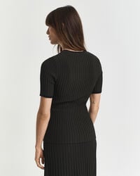 Trui met korte mouwen en contrasterende ribdetails