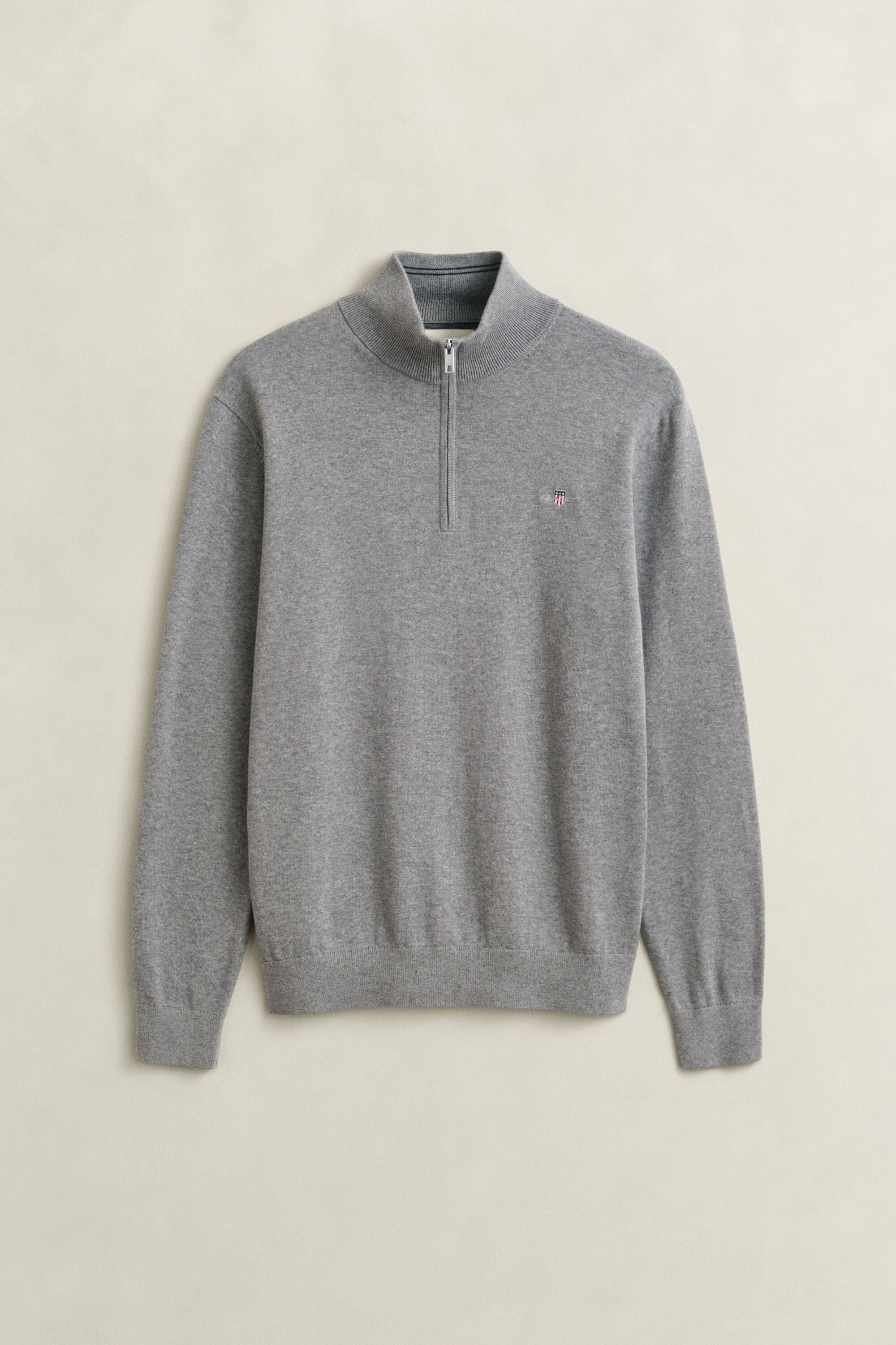 Klassieke sweater van katoen met korte rits