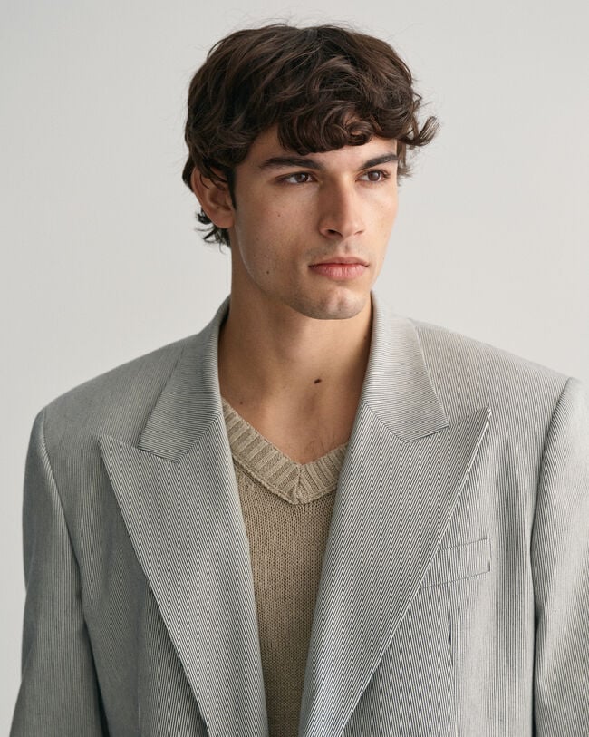 Oversized gestreepte double-breasted blazer