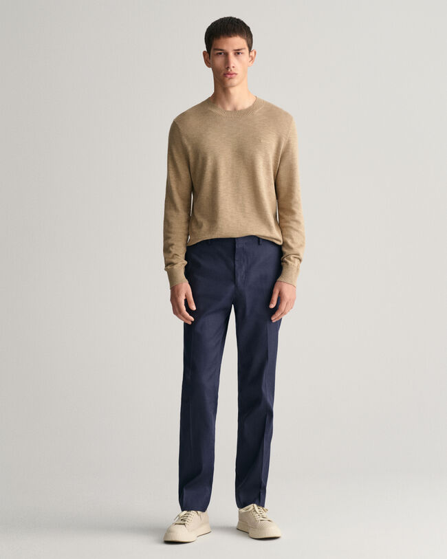 Slim Fit kostuumbroek van katoen en linnen