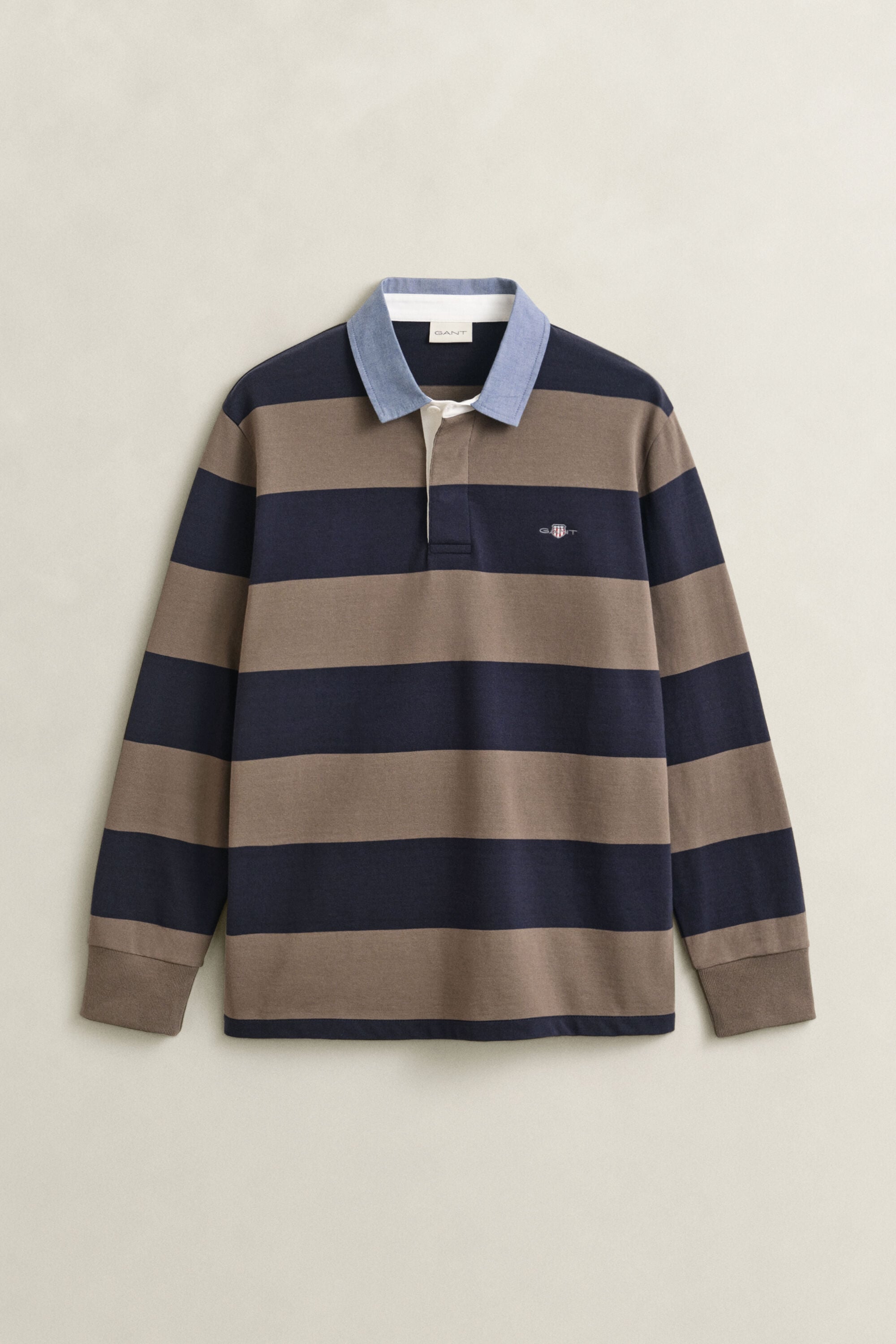 Heavy Rugger à rayures avec col en chambray