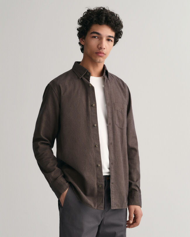 Regular Fit flanellen hemd met visgraatmotief