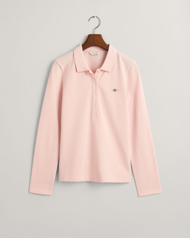 Polo en coton piqu&eacute; &agrave; manches longues Shield