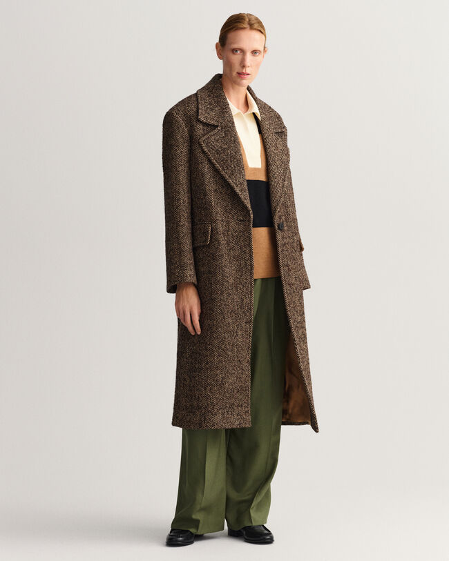 Overjas met visgraatmotief