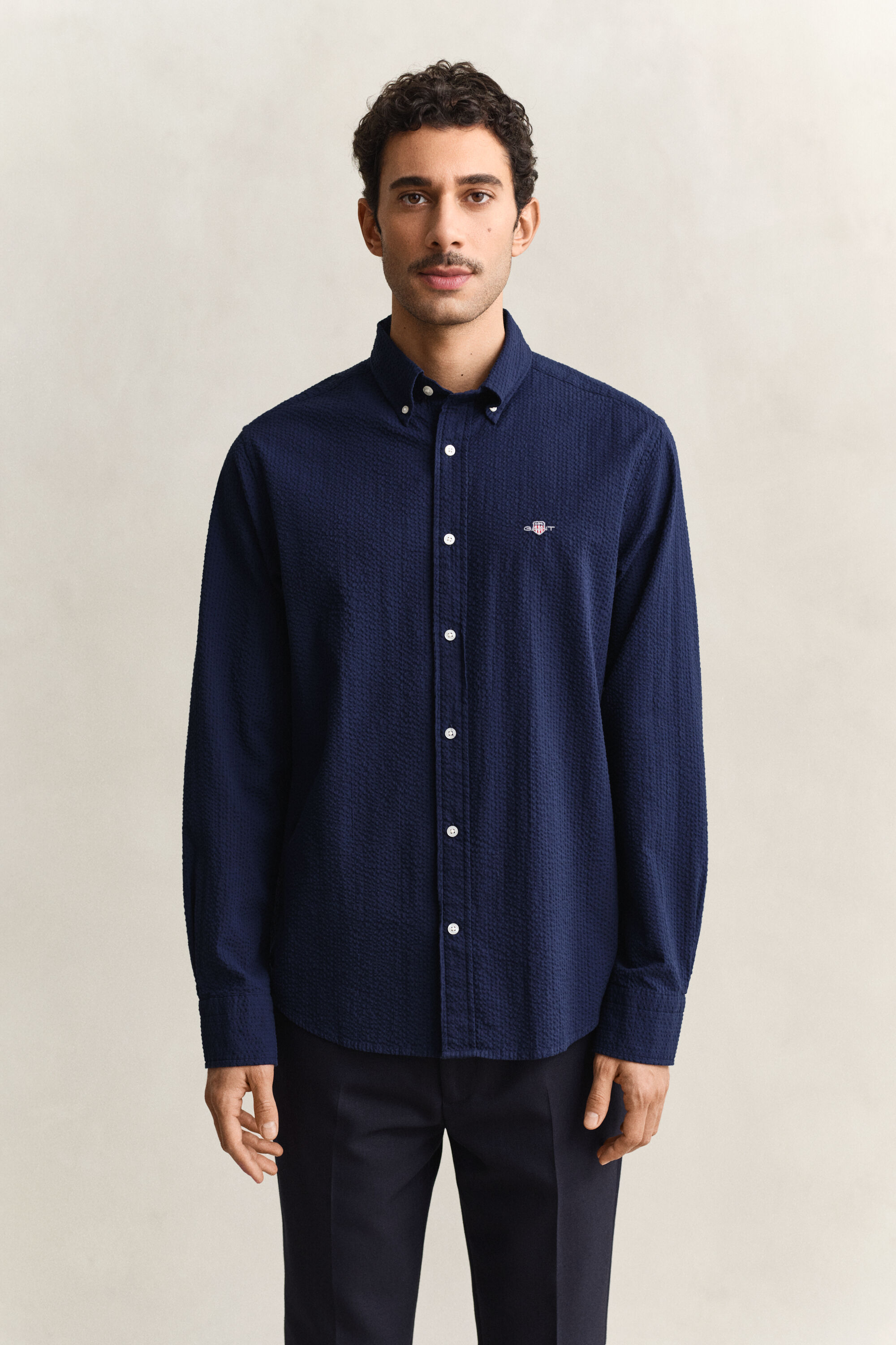 Regular Fit Seersucker overhemd