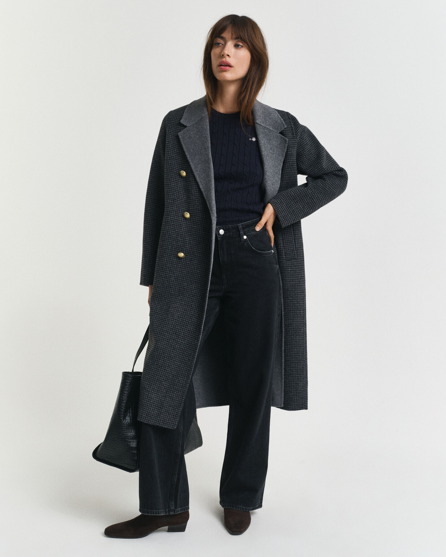 Pull en maille de coton stretch à torsades