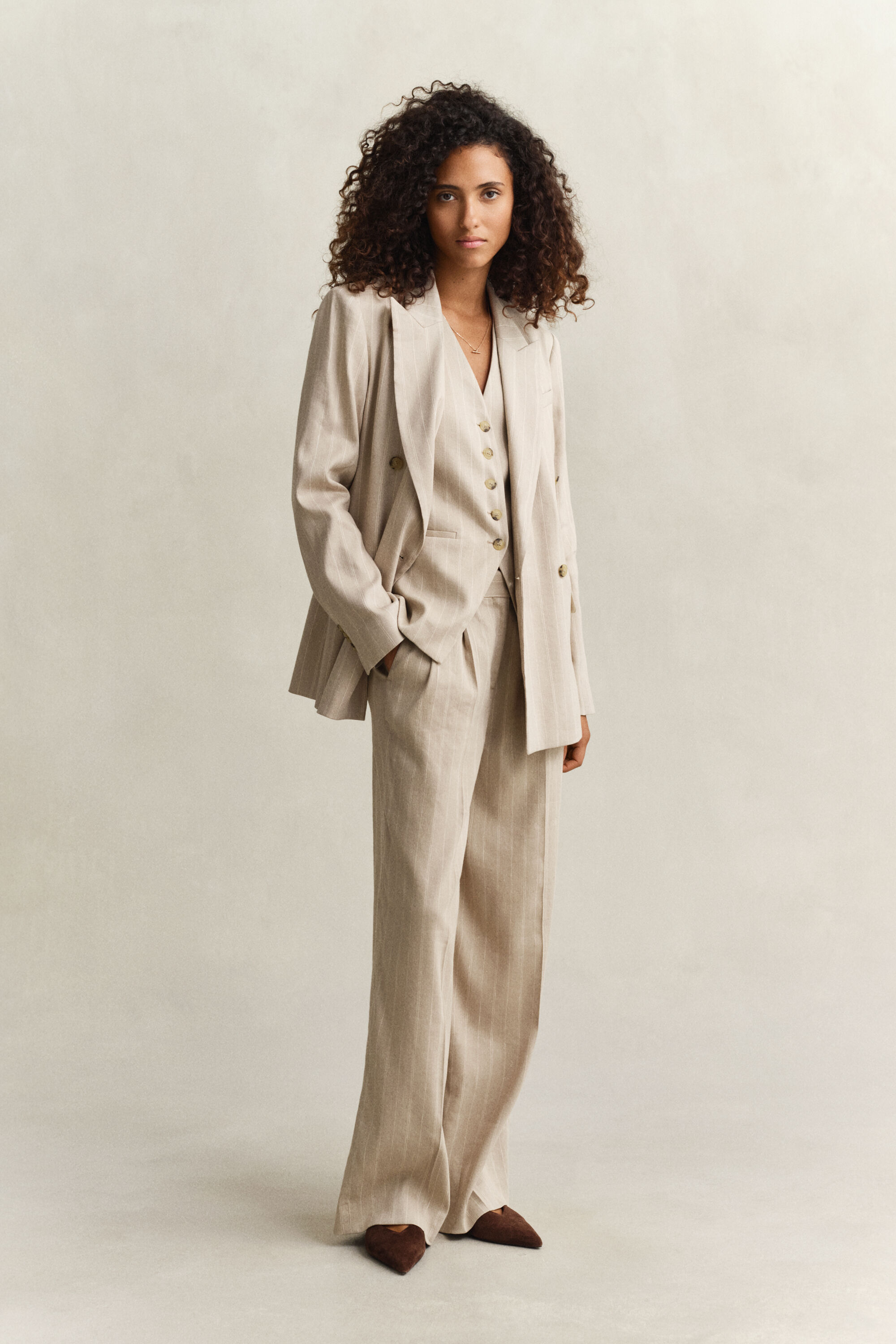 Veste blazer en lin mélangé à rayures tennis