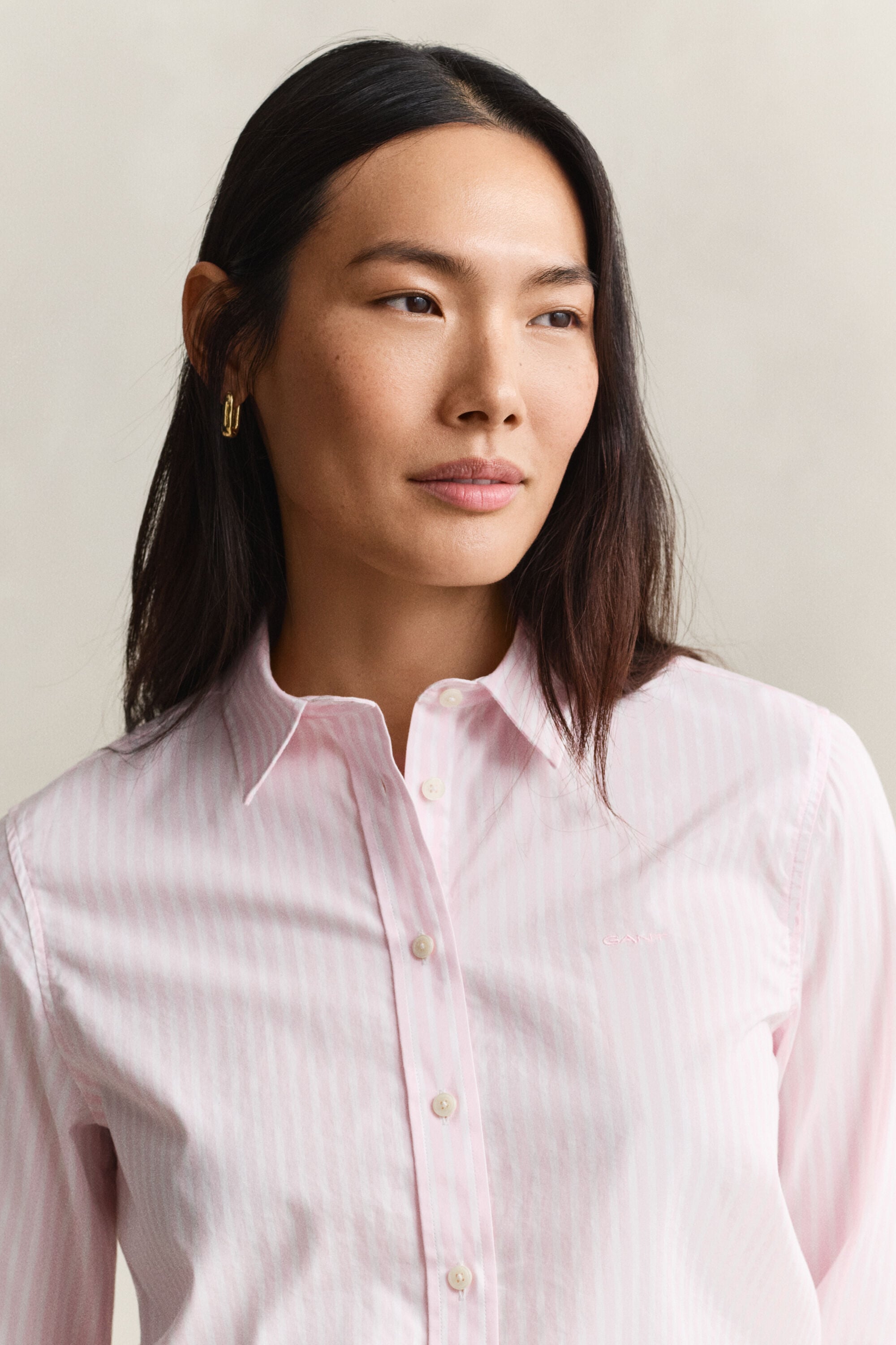 Classic Regular gestreept poplin hemd