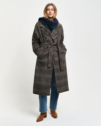 Trench-coat en laine à carreaux