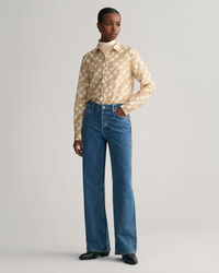 Regular Fit G Patterned hemd van katoen en zijde