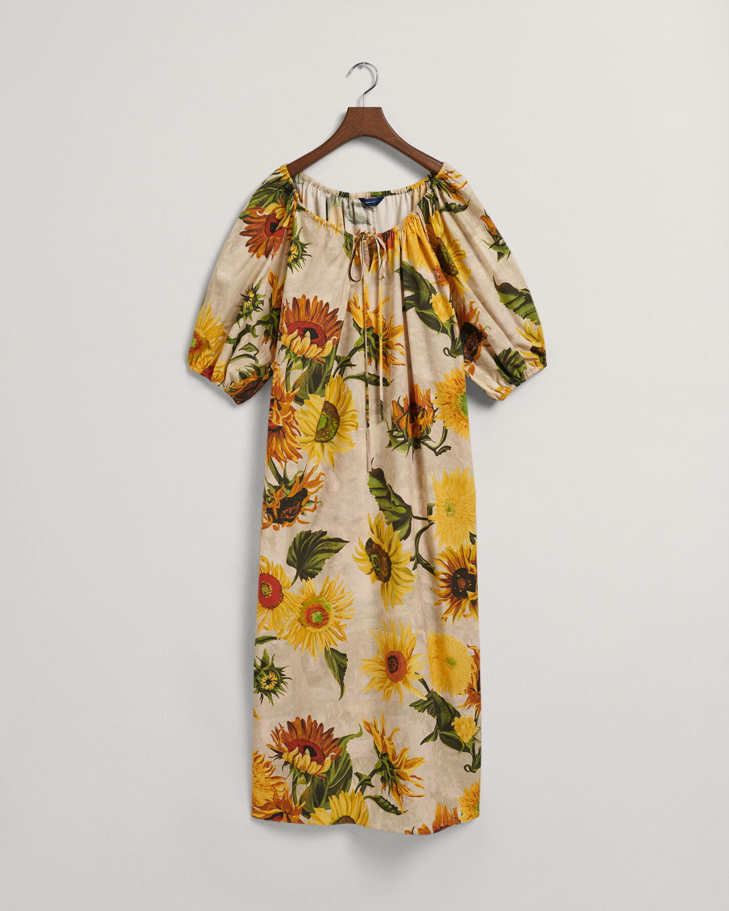 Jurk met Sunflower-print en geplooide details