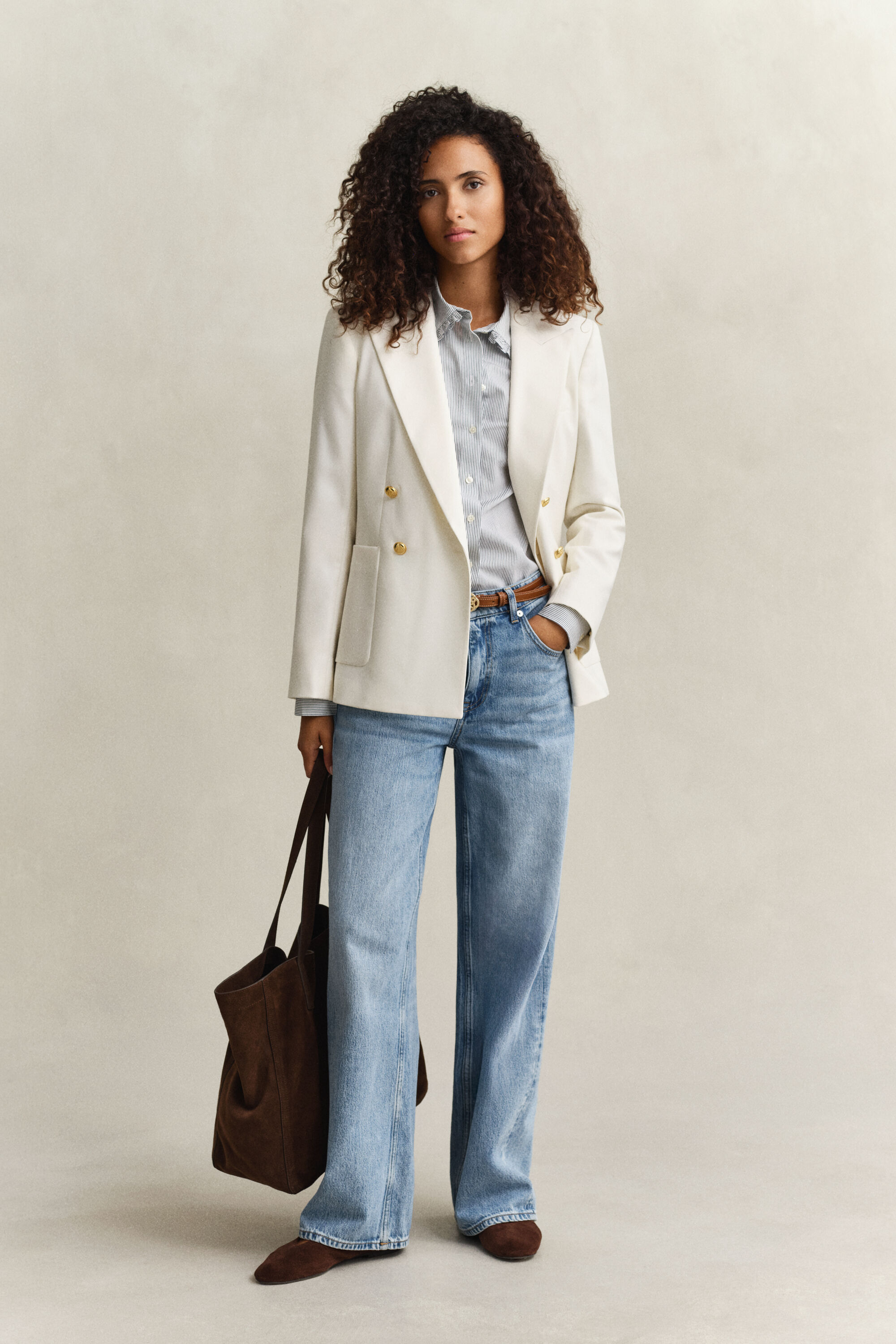 Chemise en coton à volants et à rayures