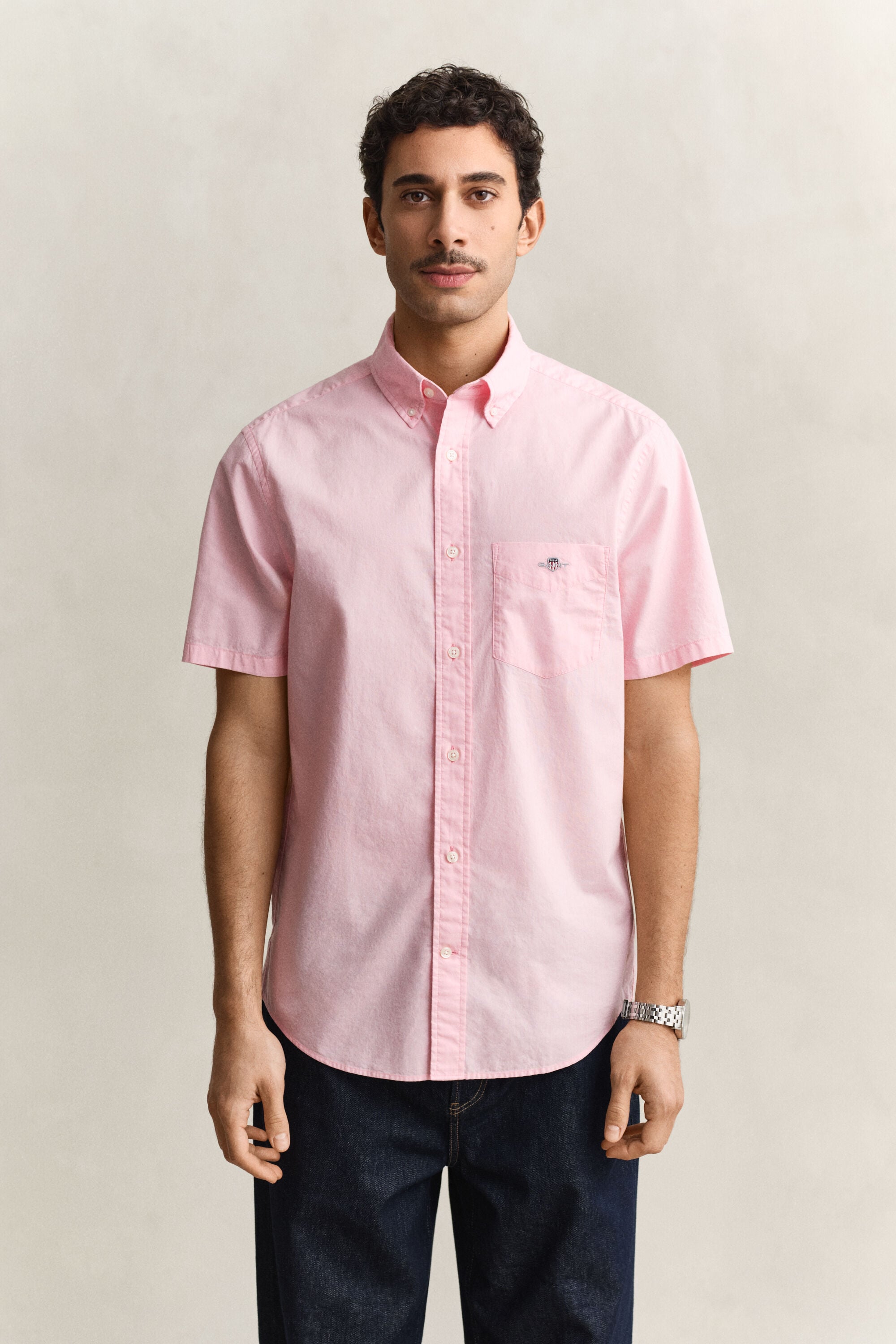 Chemise à manches courtes en popeline classique