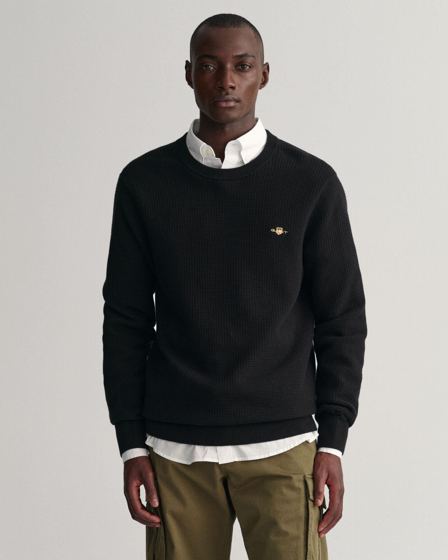 Katoenen Textured sweater met ronde hals