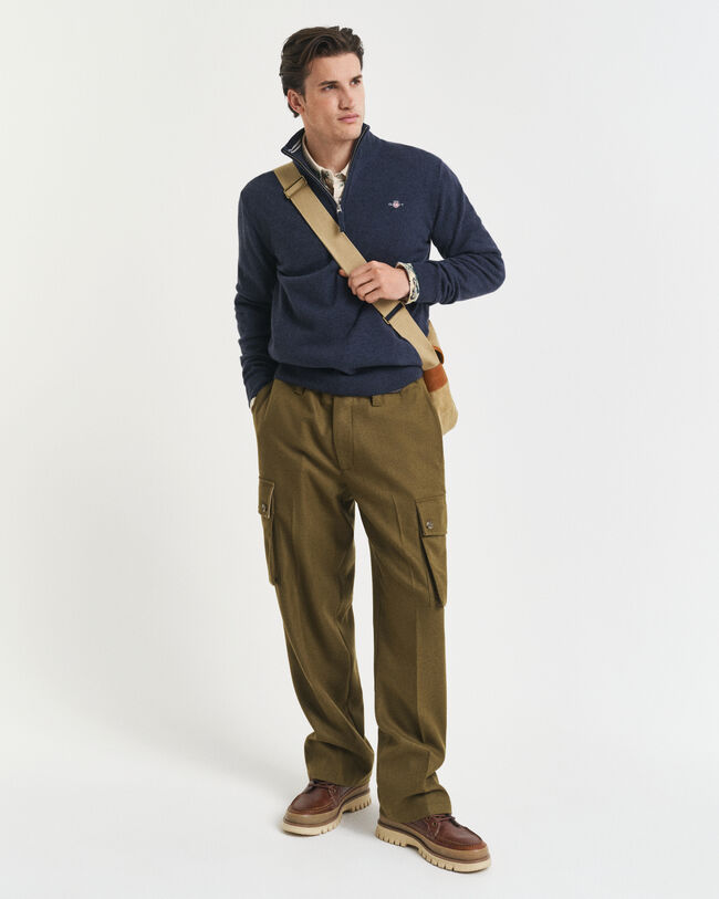 Pull à demi-zip en laine d'agneau ultra-fine