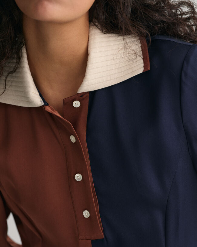 Rugger-jurk met korte mouwen en kleurblok