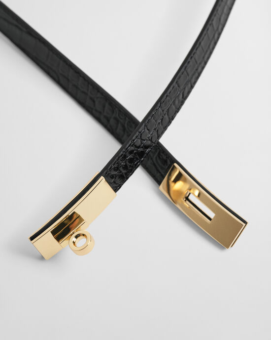 Ceinture en cuir effet croco avec boucle tournante