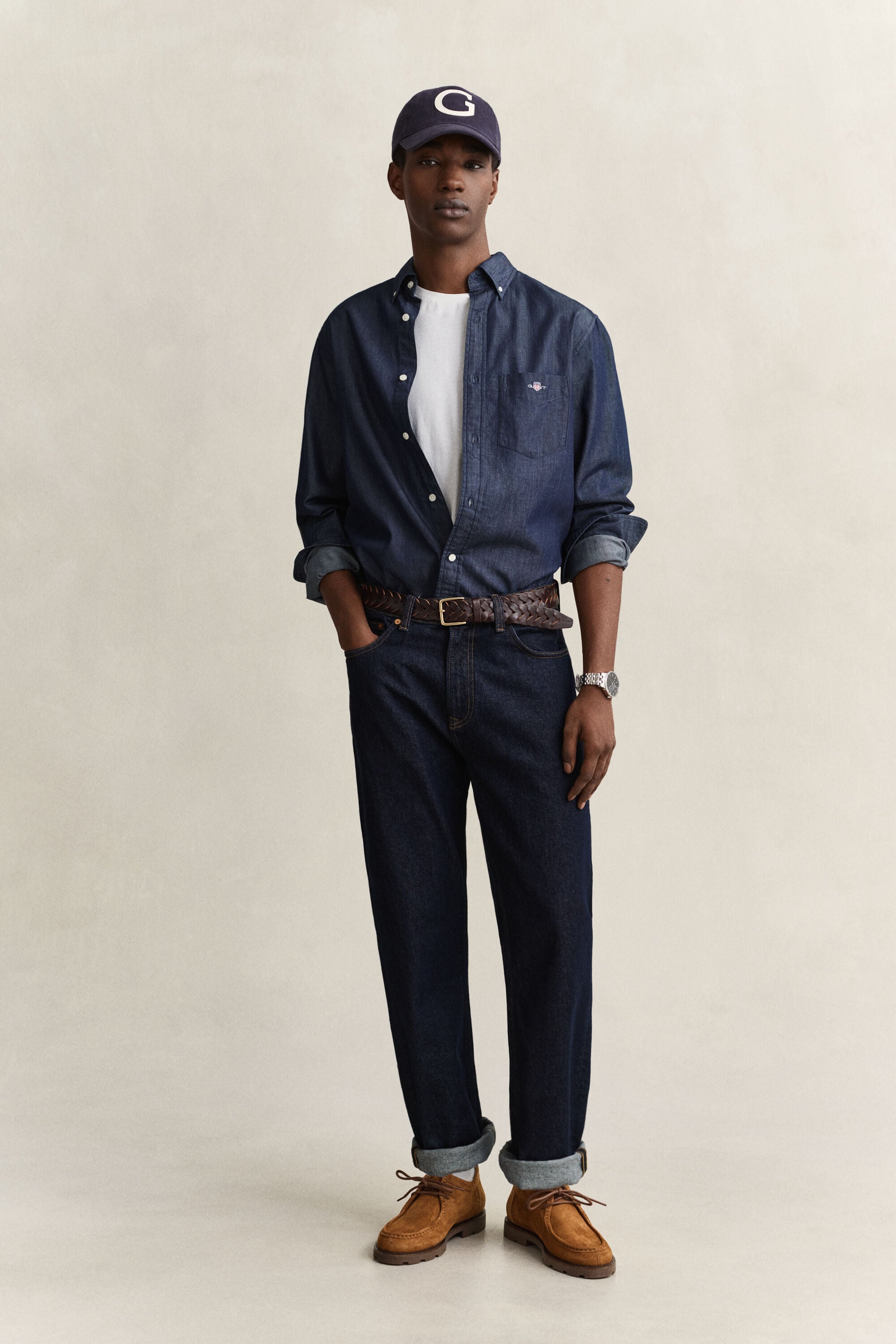 Regular Fit indigo overhemd