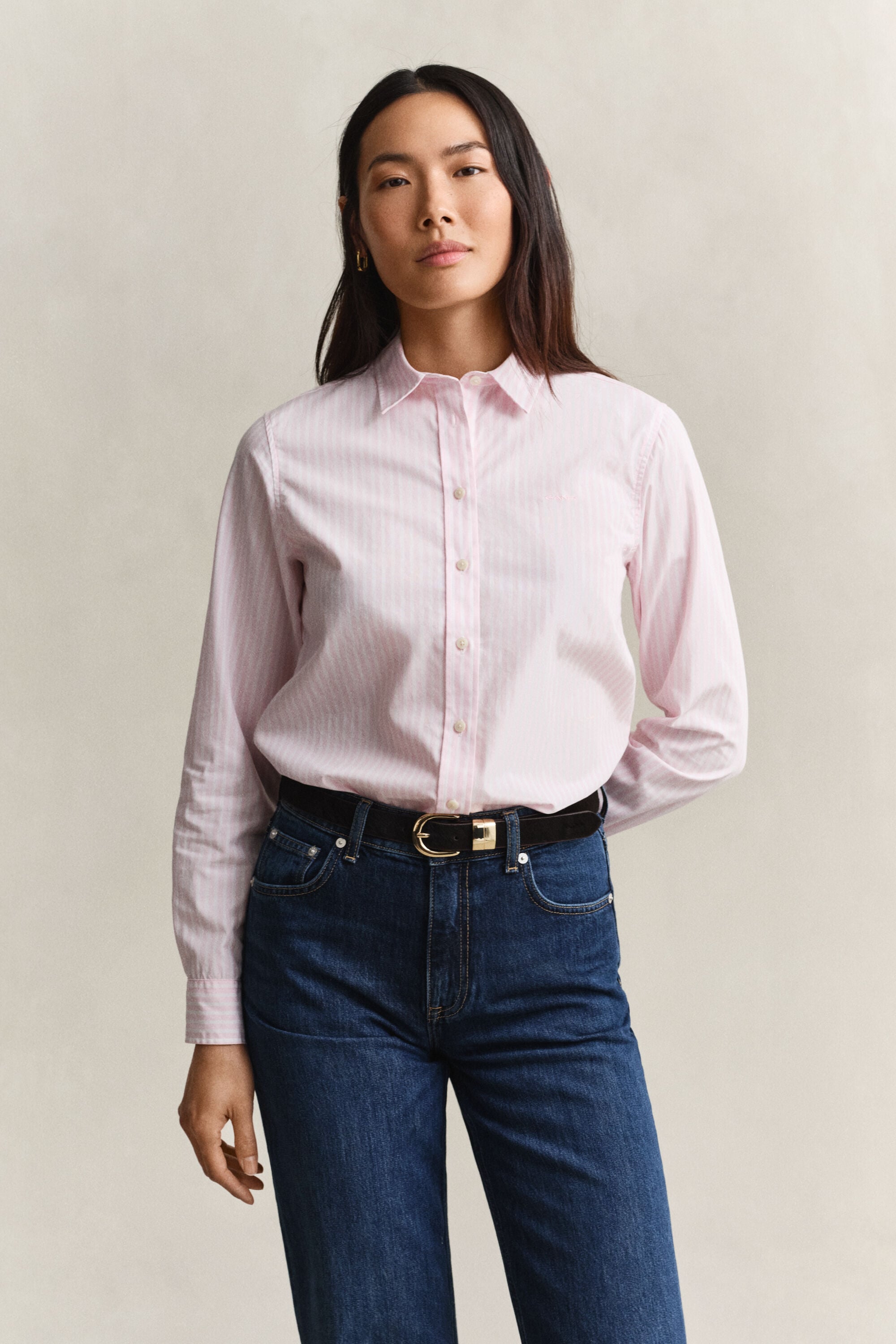 Classic Regular gestreept poplin hemd