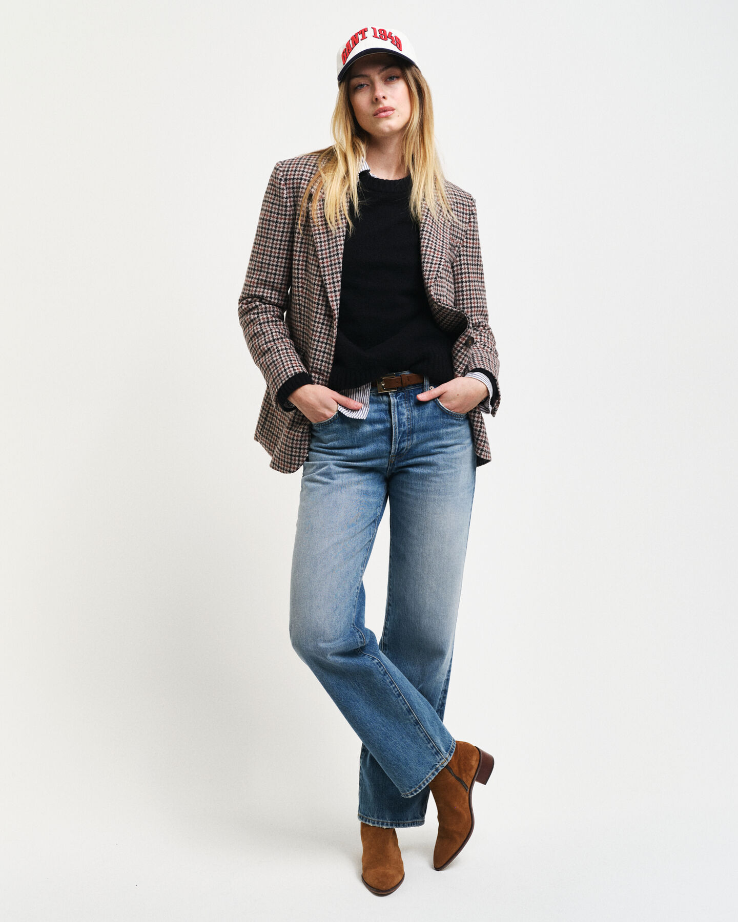 Veste blazer regular fit à motif pied-de-poule